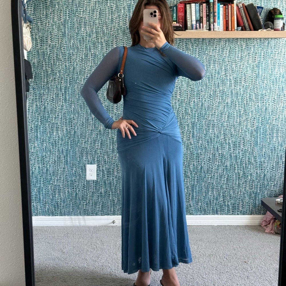 Bardot Liyana Ruched Mesh Long sleeve maxi dress - Picture 2 of 5